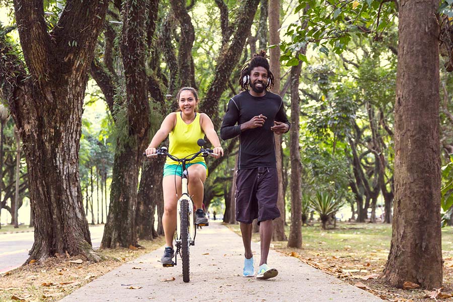 Exercise Buddies Walking in park